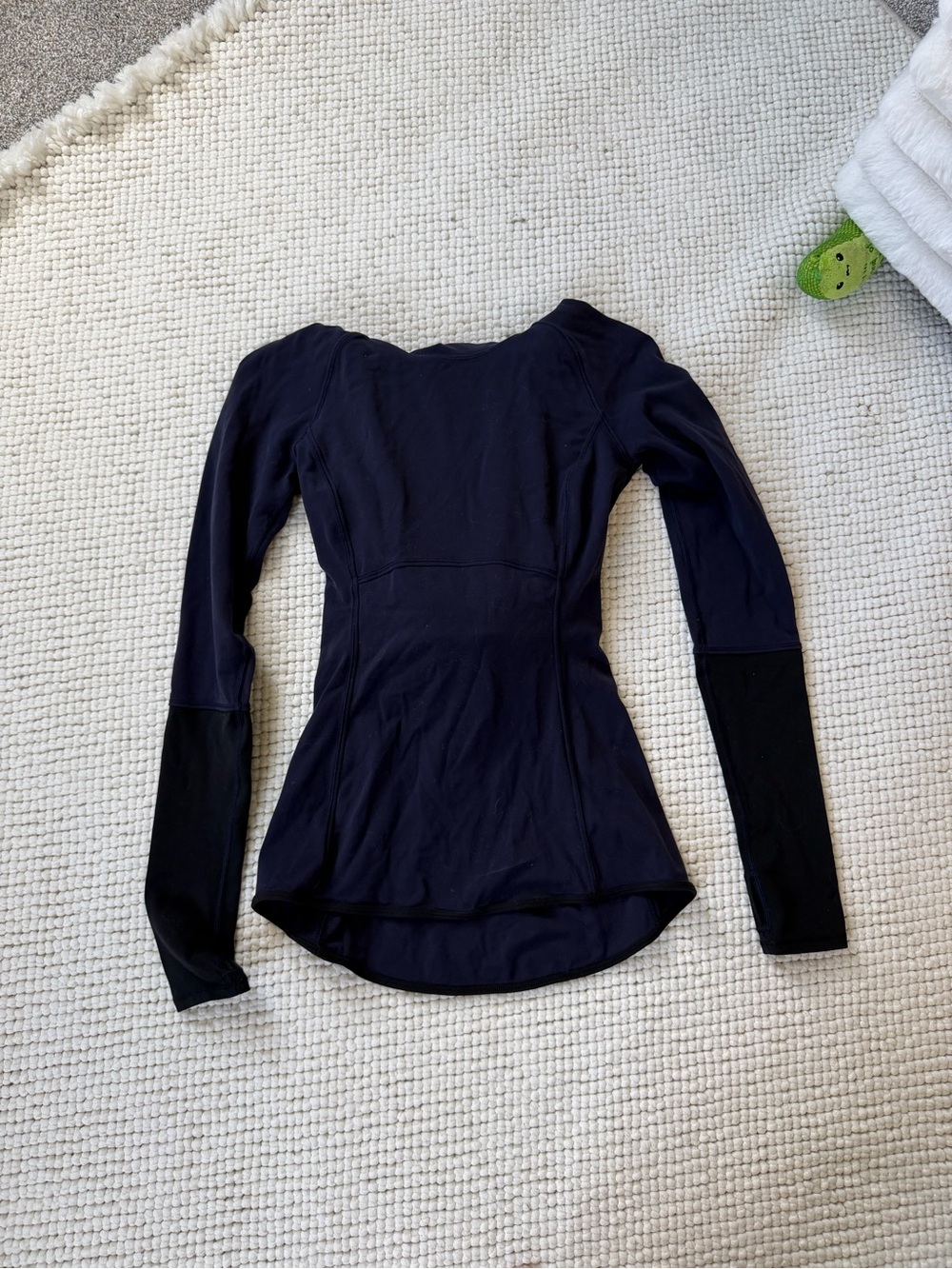lululemon athletica Navy Long Sleeve Top with Black Forearm Panels